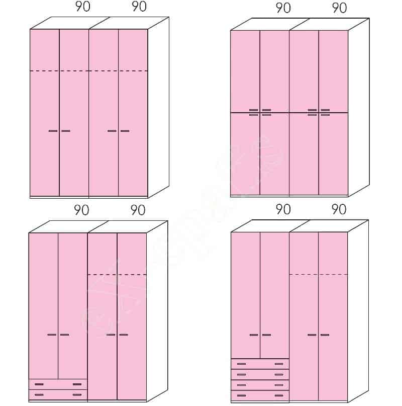 Ντουλάπα 4φυλλη 180cm H260cm Volo Colombini