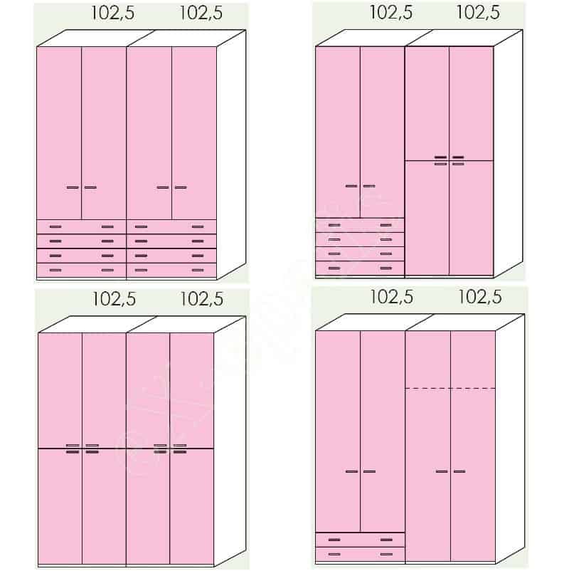 Ντουλάπα 4φυλλη 205cm H260cm Volo Colombini