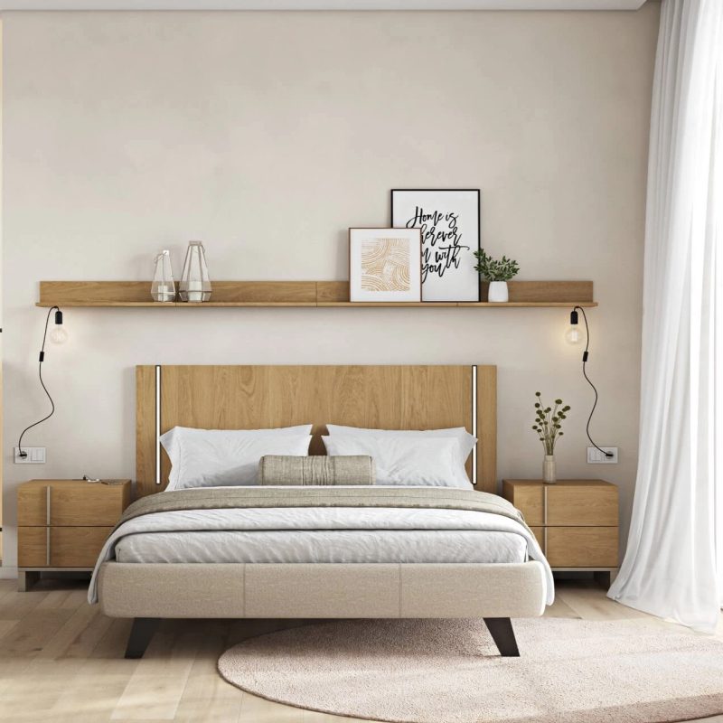 Wooden Bed Mod Led and Fabric Base S-Letto 160x200