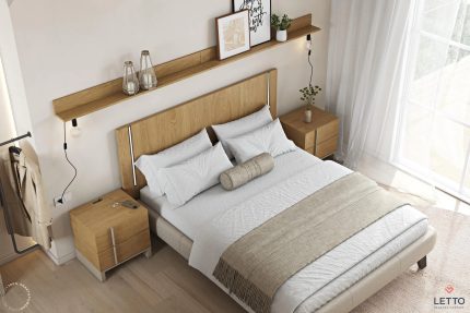 Wooden Bed Mod Led and Fabric Base S-Letto 160x200