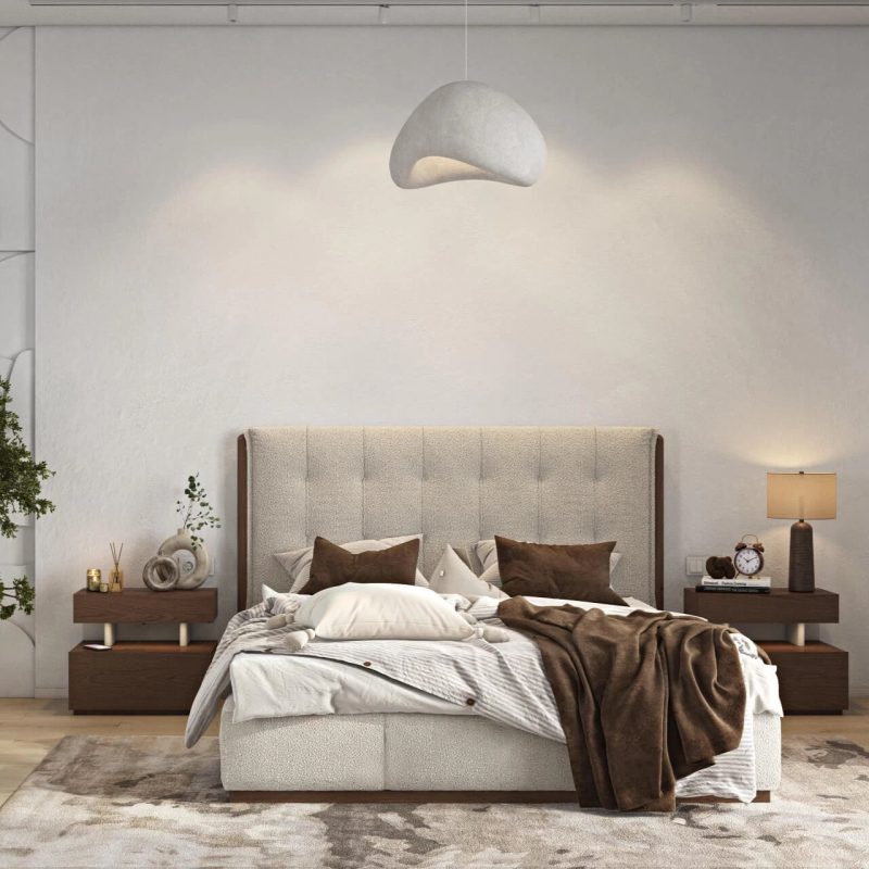 Solid Wooden Bed Ascott S-Letto With Fabric in base