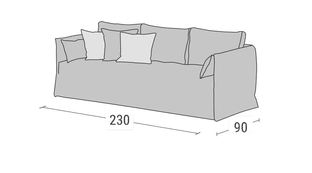 Καναπές Κρεβάτι Duetto Linea Strom - Διαστάσεις