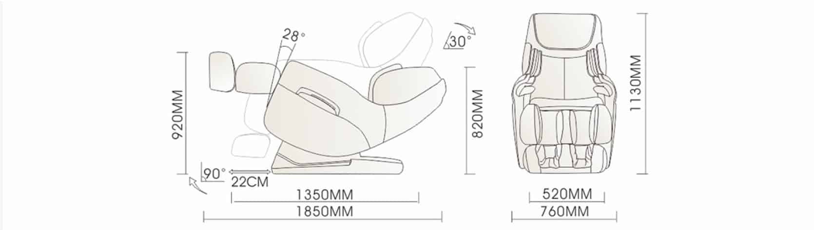 massage chair A380 iRest dimensions
