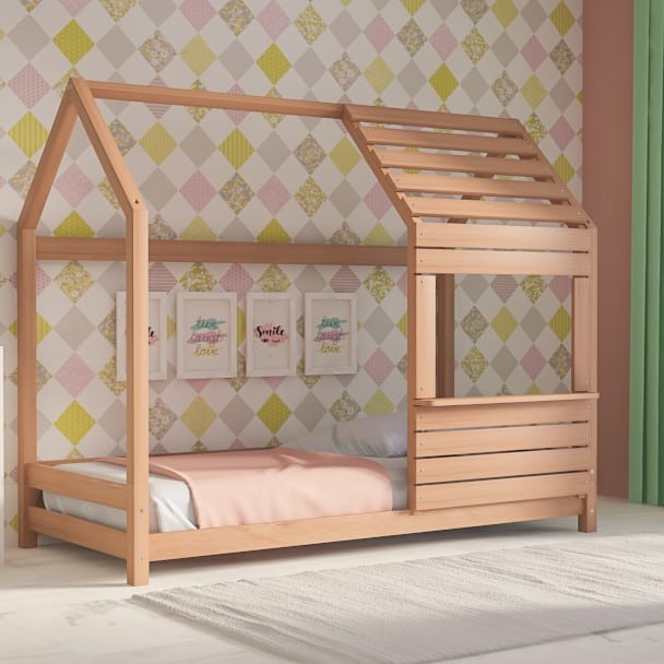 Παιδικό Κρεβάτι Lovely Montessori Λευκό Φυσικό Οξιά
