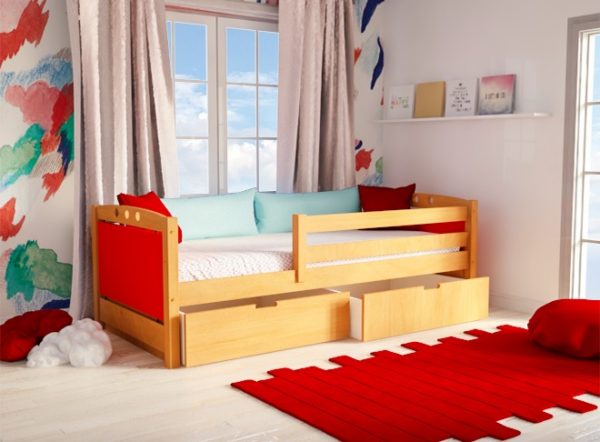 Παιδικός Καναπές Κρεβάτι Mario Φυσική Οξιά