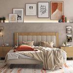 Wooden Bed Mod Led Fabric Headboard and Base S-Letto 160x200