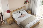 Wooden Bed Mod Led Fabric Headboard S-Letto 160x200