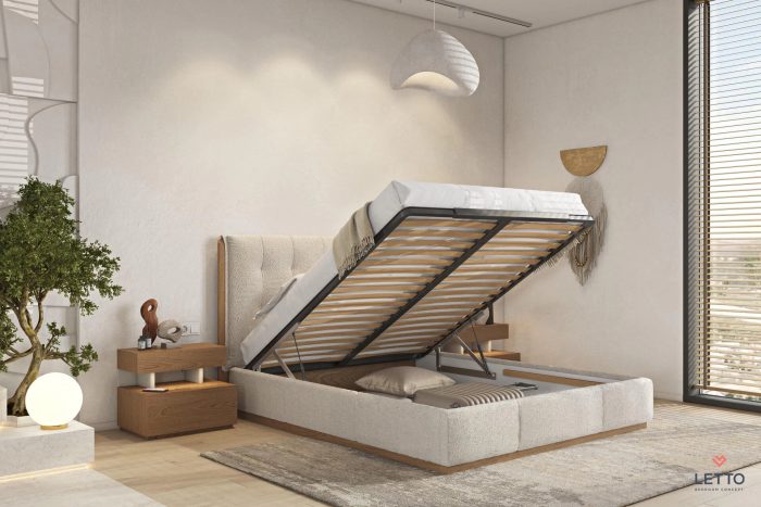 Solid Wooden Bed Ascott S-Letto With Fabric in base