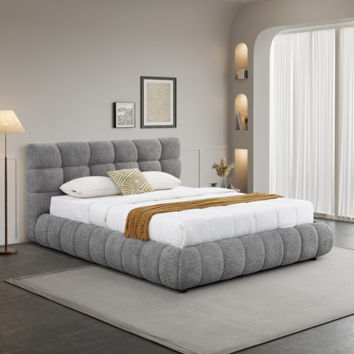 ΚΡΕΒΑΤΙ ΔΙΠΛΟ ΜΕ ΑΠΟΘ.ΧΩΡΟ BUBBLE SM725.01 ΓΚΡΙ CHENILLE ΥΦΑΣΜΑ--ΣΤΡΩΜΑ 160x200εκ - Image 2