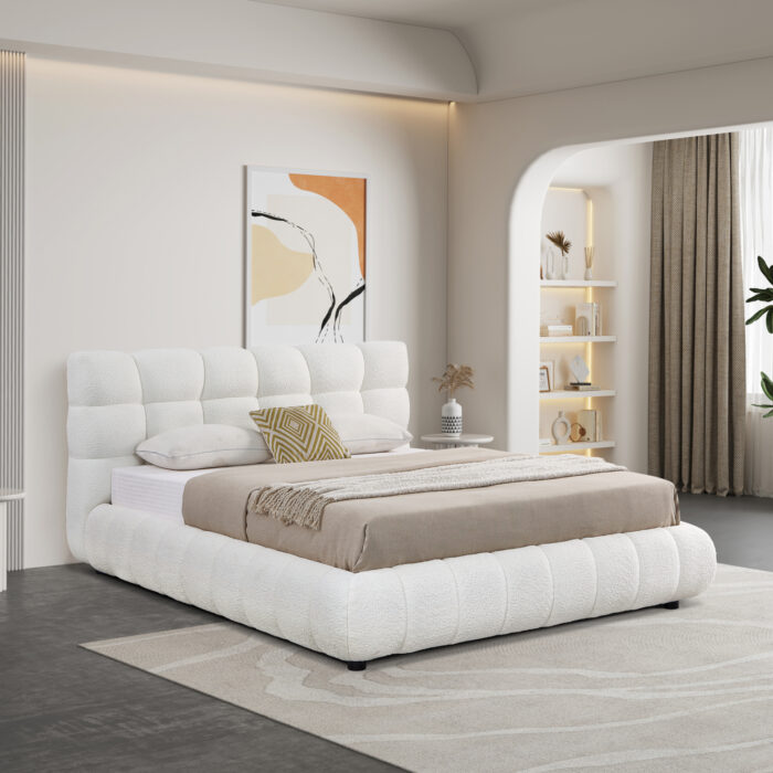 ΚΡΕΒΑΤΙ ΔΙΠΛΟ ΜΕ ΑΠΟΘ.ΧΩΡΟ BUBBLE SM725.02 ΛΕΥΚΟ CHENILLE ΥΦΑΣΜΑ--ΣΤΡΩΜΑ 160x200εκ - Image 2