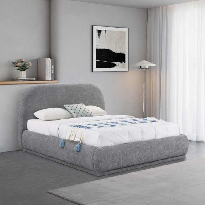 ΚΡΕΒΑΤΙ ΔΙΠΛΟ ΜΕ ΑΠΟΘ.ΧΩΡΟ NOCTIS SM726.01 ΓΚΡΙ CHENILLE ΥΦΑΣΜΑ--ΣΤΡΩΜΑ 160x200εκ - Image 2