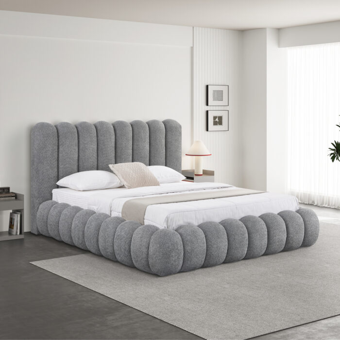 ΚΡΕΒΑΤΙ ΔΙΠΛΟ ΜΕ ΑΠΟΘ.ΧΩΡΟ BUBBLE SM727.01 ΓΚΡΙ CHENILLE ΥΦΑΣΜΑ--ΣΤΡΩΜΑ 160x200εκ - Image 2
