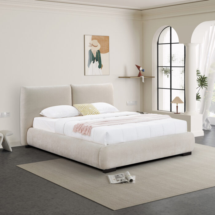 ΚΡΕΒΑΤΙ ΔΙΠΛΟ ΜΕ ΑΠΟΘ.ΧΩΡΟ NUVIA SM728.03 ΜΠΕΖ FAUX FUR ΥΦΑΣΜΑ--ΣΤΡΩΜΑ 160x200εκ - Image 2