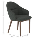 DINING CHAIR SWAIVE SM18102.01 DARK GREY FABRIC-ASHWOOD LEGS IN WALNUT COLOR 61x61,5x84Hcm. - Image 2