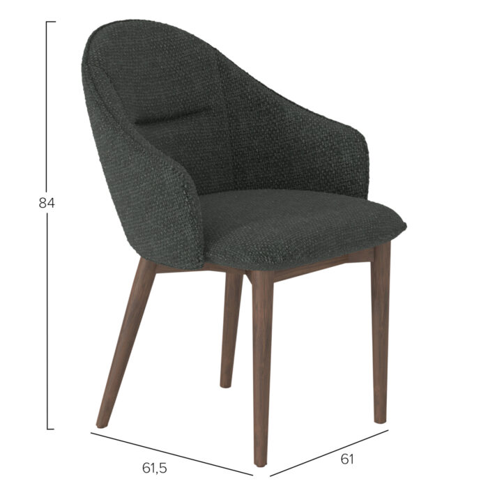 DINING CHAIR SWAIVE SM18102.01 DARK GREY FABRIC-ASHWOOD LEGS IN WALNUT COLOR 61x61,5x84Hcm. - Image 2