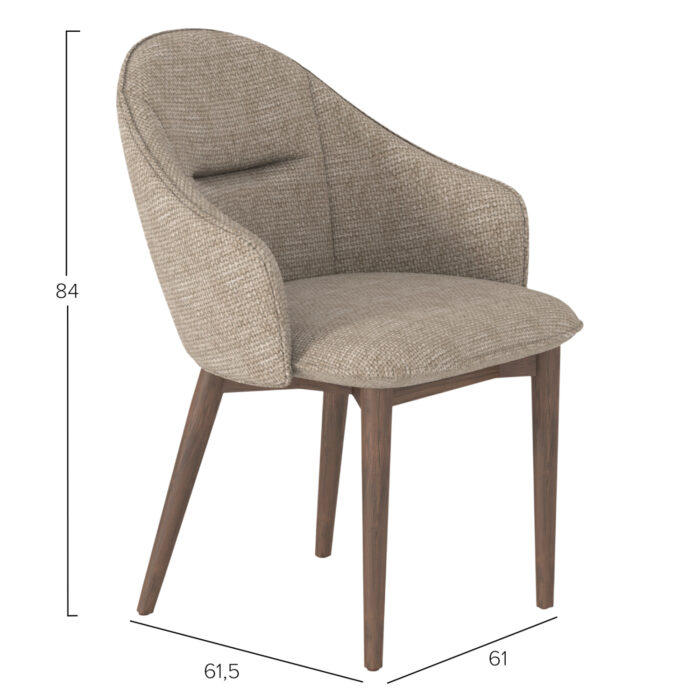 DINING CHAIR SWAIVE SM18102.02 LIGHT BROWN FABRIC-ASHWOOD LEGS IN WALNUT COLOR 61x61,5x84Hcm. - Image 2