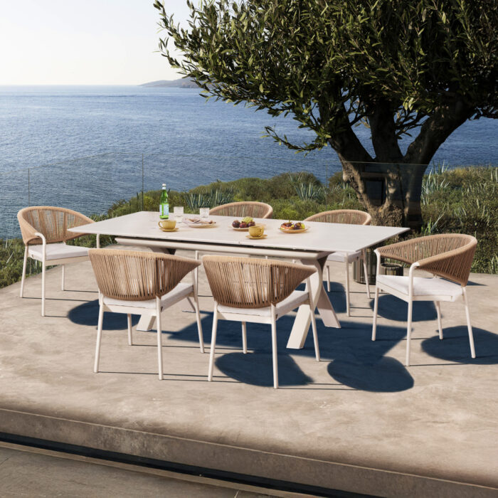 ΣΕΤ ΤΡΑΠΕΖΑΡΙΑΣ 7TMX ANDROMEDA (S) SM21249 ΑΛΟΥΜΙΝΙΟ-SINTERED STONE ΜΠΕΖ & ΕΚΡΟΥ - Image 2