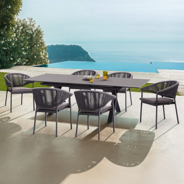 ΣΕΤ ΤΡΑΠΕΖΑΡΙΑΣ 7TMX ANDROMEDA (L) SM21252 ΑΛΟΥΜΙΝΙΟ-SINTERED STONE ΣΚΟΥΡΟ ΓΚΡΙ - Image 2