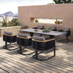 ΣΕΤ ΤΡΑΠΕΖΑΡΙΑΣ 7TMX ANDROMEDA (S) SM21253 ΑΛΟΥΜΙΝΙΟ-SINTERED STONE ΣΚΟΥΡΟ ΓΚΡΙ - Image 2