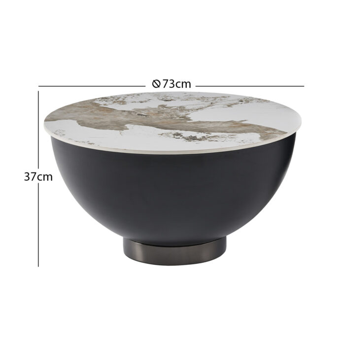 ΤΡΑΠΕΖΙ ΣΑΛΟΝΙΟΥ ERIDANO SM18309.02 ΜΕΤΑΛΛΟ ΜΑΥΡΟ-SINTERED STONE PANDORA Φ73x37Υεκ - Image 2