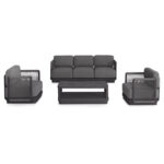 OUTDOOR LOUNGE SET 4PCS SERIES ELYSIA SM6186.01 DARK GREY ALUMINUM-ROPE-P.E.FABRIC - Image 2