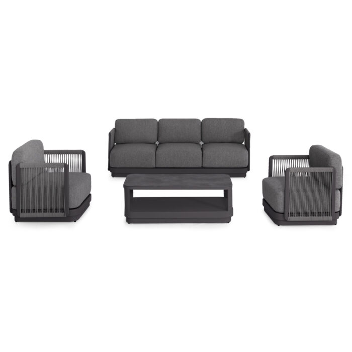 OUTDOOR LOUNGE SET 4PCS SERIES ELYSIA SM6186.01 DARK GREY ALUMINUM-ROPE-P.E.FABRIC - Image 2