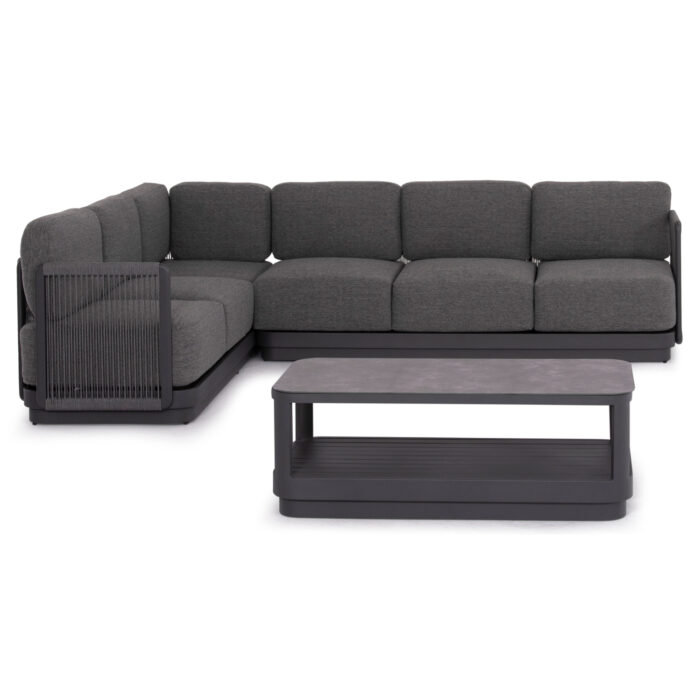 OUTDOOR CORNER LOUNGE SET 3PCS SERIES ELYSIA SM6187.01 DARK GREY ALUMINUM-ROPE-P.E.FABRIC - Image 2