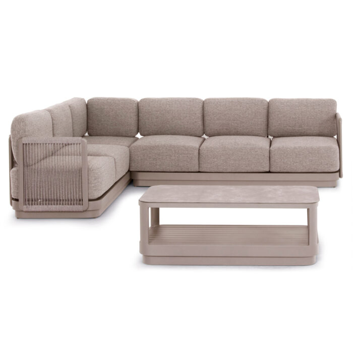 Outdoor Corner Lounge Set 3pcs series Elysia SM6187.02 Champagne-colored aluminum-Rope- P.E. fabric - Image 2