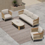 OUTDOOR LOUNGE SET 4PCS SERIES ETHEREAL SM6165 ALUMINUM-ROPE-TEAK WOOD-SINTERED STONE - Image 2