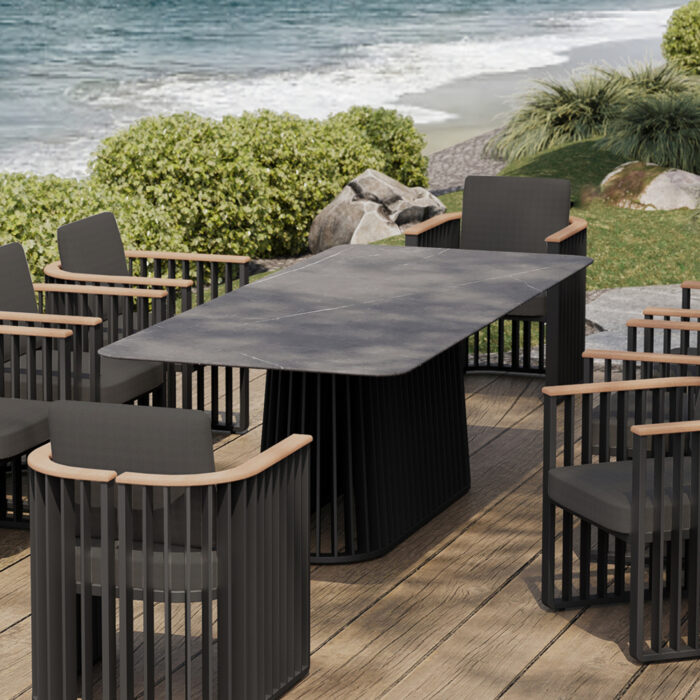 OUTDOOR DINING TABLE SERIES ETERNITY SM6175 ANTHRACITE ALUMINUM-GREY MARBLE LOOK SINTERED STONE 240x100x75H m. - Image 2