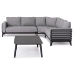 OUTDOOR LOUNGE SET 4PCS ORION CORNER SM6191.01 DARK GREY ALUMINUM & OLEFIN - Image 2