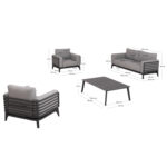 OUTDOOR LOUNGE SET 4PCS ORION SM6192.01 DARK GREY ALUMINUM & GREY OLEFIN - Image 2