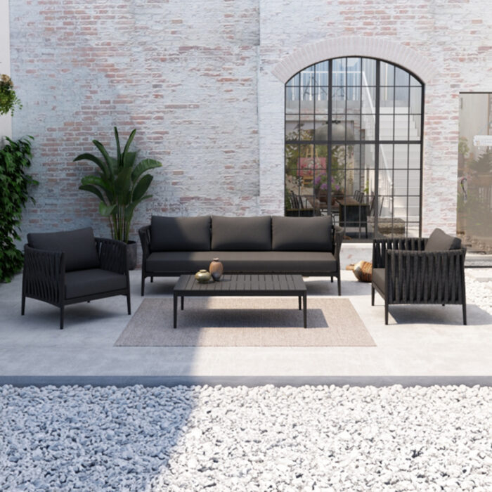 OUTDOOR LOUNGE SET 4PCS SERIES POLARIS SM6211.01 DARK GREY ALUMINUM-STRAPS-OLEFIN - Image 2