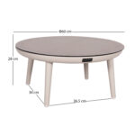 OUTDOOR COFFEE TABLE ROUND ZODIAC SM6214.02 CREAM WHITE ALUMINUM & GREY 3D PRINT GLASS TOP-Φ60x28Hcm. - Image 2