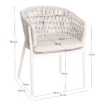 DINING CHAIR CAMELLIA SM6209.02 CREAM WHITE ALUMINUM-BEIGE P.E. ROPE & OLEFIN CUSHION - Image 2