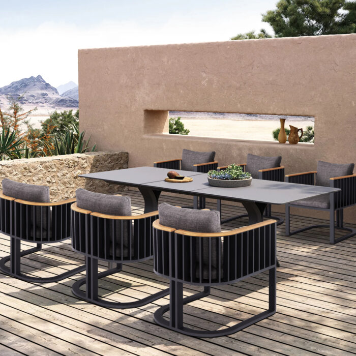 EXPANDABLE ALUMINUM DINING TABLE ANDROMEDA (S) SM6183.02 FRAME & SINTERED STONE TOP IN GREY COLOR 180-240x100x76.5H - Image 2