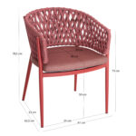 DINING CHAIR CAMELLIA SM6209.05 RED ALUMINUM-P.E. ROPE-OLEFIN CUSHION - Image 2