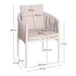DINING ARMCHAIR KWEEN SM6210.02 CREAM WHITE ALUMINUM-BEIGE P.E.STRAP ROPE-OLEFIN FABRIC 59x60x76Hcm. - Image 2