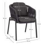 DINING ARMCHAIR EOS SM6212.01 DARK GREY ALUMINUM-STRAPS-OLEFIN FABRIC 65x62x80Hcm. - Image 2