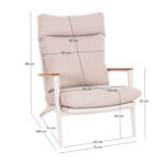 LOUNGE ARMCHAIR ZODIAC SM6213.02 CREAM WHITE ALUMINUM-ROPE-OLEFIN IN BEIGE-TEAK WOOD ARMRESTS 76x77,5x97Hcm. - Image 2