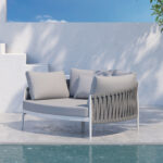 DAYBED SERIES POLARIS SM6215.02 ALUMINUM IN CREAM WHITE-STRAP ROPE & OLEFIN IN BEIGE 164x144x84Hcm. - Image 2