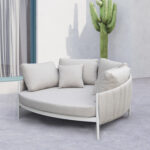 DAYBED 2-SEATER MAVERICK SM6216.02 ALUMINUM IN CREAM WHITE-OLEFIN & STRAP 164x144x70Hcm. - Image 2