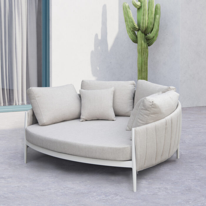 DAYBED 2-SEATER MAVERICK SM6216.02 ALUMINUM IN CREAM WHITE-OLEFIN & STRAP 164x144x70Hcm. - Image 2