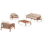 OUTDOOR LOUNGE SET 4PCS SERIES OASIS SM6224 ACACIA WOOD-ALUMINUM & ROPE IN BEIGE - Image 2