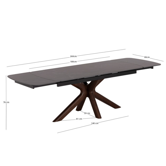 DINING TABLE HORIZON SM18091.01 CERAMIC TABLETOP-BIRCH LEGS WITH WALNUT VENEER 180x90x76Hcm. - Image 2