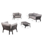 OUTDOOR LOUNGE SET 4PCS ENASTRON SM6194.01 DARK GREY ALUMINUM & GREY OLEFIN FABRIC - Image 2