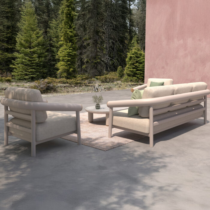 OUTDOOR LOUNGE SET 4PCS EUTOPIA SM6237.02 ALUMINUM IN CREAM WHITE-OLEFIN IN BEIGE-PRINTED GLASS - Image 2