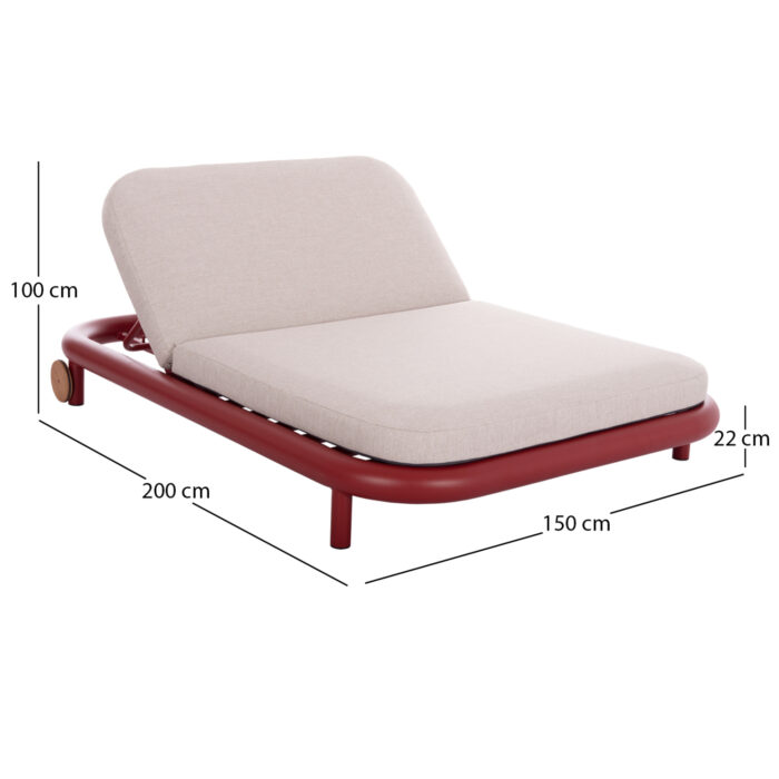 OUTDOOR DAYBED SERIES UTOPIA SM6238.05 ALUMINUM IN RED-OLEFIN FABRIC IN BEIGE 212x155x38Hcm. - Image 2