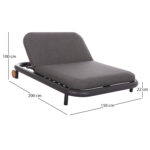 OUTDOOR DAYBED SERIES UTOPIA SM6238.01 ALUMINUM AND OLEFIN FABRIC IN DARK GREY 212x155x38Hcm. - Image 2