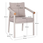 DINING CHAIR SERIES EUTOPIA SM6239.02 CREAM WHITE ALUMINUM-BEIGE OLEFIN FABRIC 62x66x78Hcm. - Image 2
